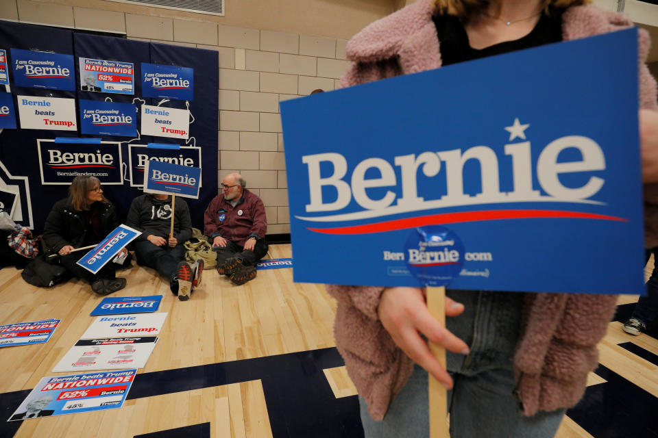 Supporters of Sen. Bernie Sanders (I-Vt.) wait at their caucus site in Des Moines on Monday. Iowans are defensive of the caucuses, which they consider a unique tradition. (Photo: Brian Snyder / Reuters)
