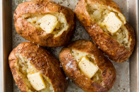 <p>How to make the perfect baked potato every time.</p><p>Get the tips from <a href="https://www.delish.com/cooking/recipe-ideas/a22553662/how-to-bake-a-potato-in-the-oven/" rel="nofollow noopener" target="_blank" data-ylk="slk:Delish;elm:context_link;itc:0;sec:content-canvas" class="link ">Delish</a>.</p>