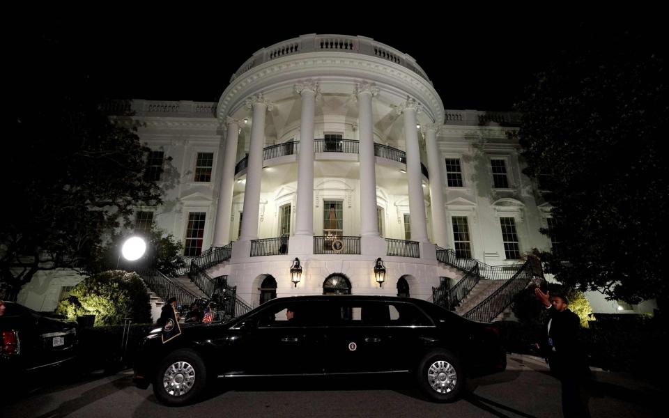 The Presidential limousine sits on the South Lawn in front of the White House as Joe Biden prepares to travel to the US Capitol - MANDEL NGAN/AFP
