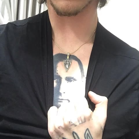 Sergei Polunin has showed off his tattoo of Vladimir Putin on his Instagram account - Credit: Instagram