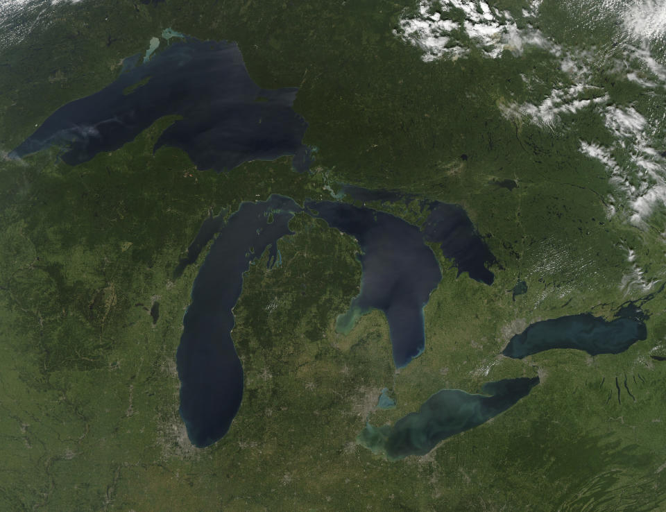 An aerial shot of the Great Lakes