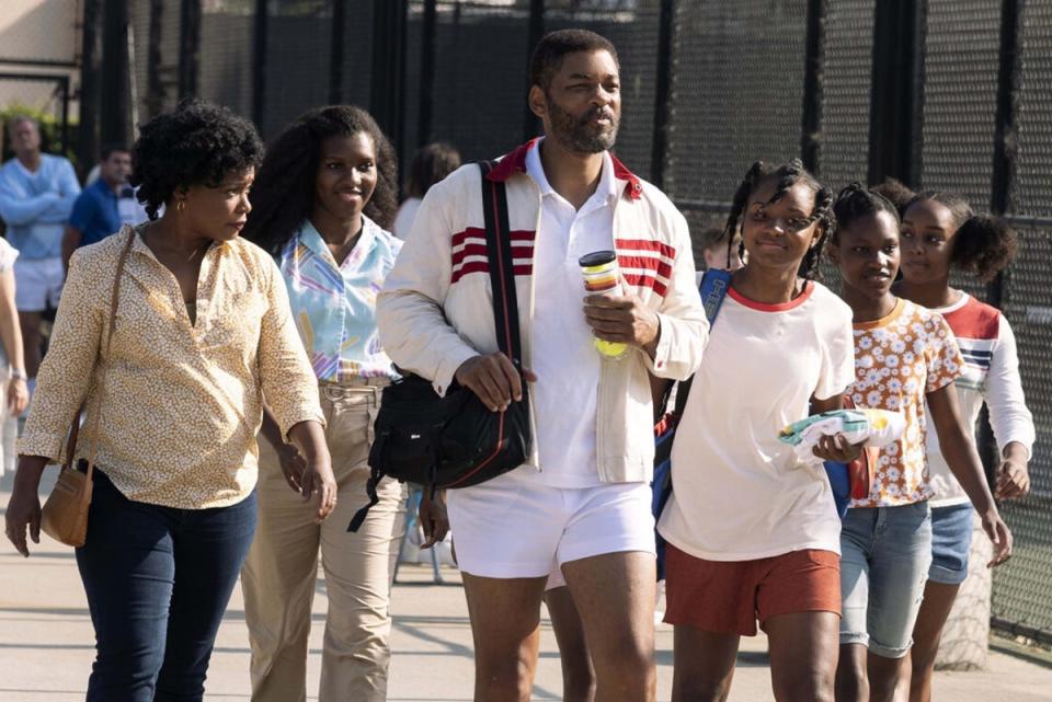 Family matriarch: Ellis-Taylor (far left) alongside Will Smith in ‘King Richard’ (Shutterstock)