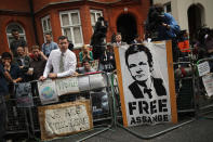 LONDON, ENGLAND - AUGUST 16: Media gather outside the Ecuadorian Embassy, where Julian Assange, founder of Wikileaks is staying on August 16, 2012 in London, England. Mr Assange has been living inside Ecuador's London embassy since June 19, 2012 after requesting political asylum whilst facing extradition to Sweden to face allegations of sexual assault. (Photo by Dan Kitwood/Getty Images)