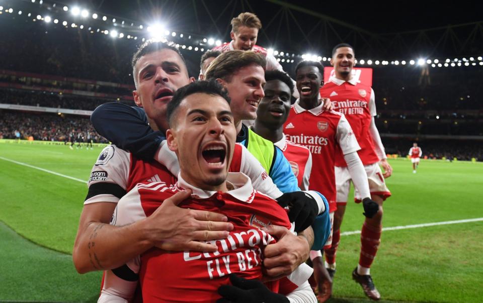 Gabriel Martinelli scores for Arsenal against Aston Villa - Getty Images/Stuart MacFarlane