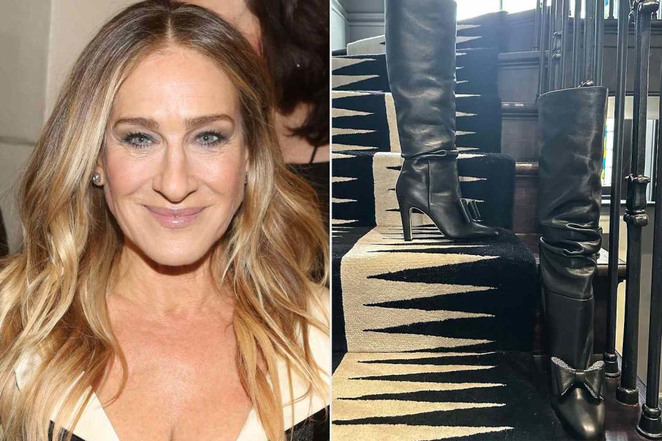 <p>Bruce Glikas/Getty; sarah jessica parker/ Instagram</p> Sarah Jessica Parker and her "birthday boots"