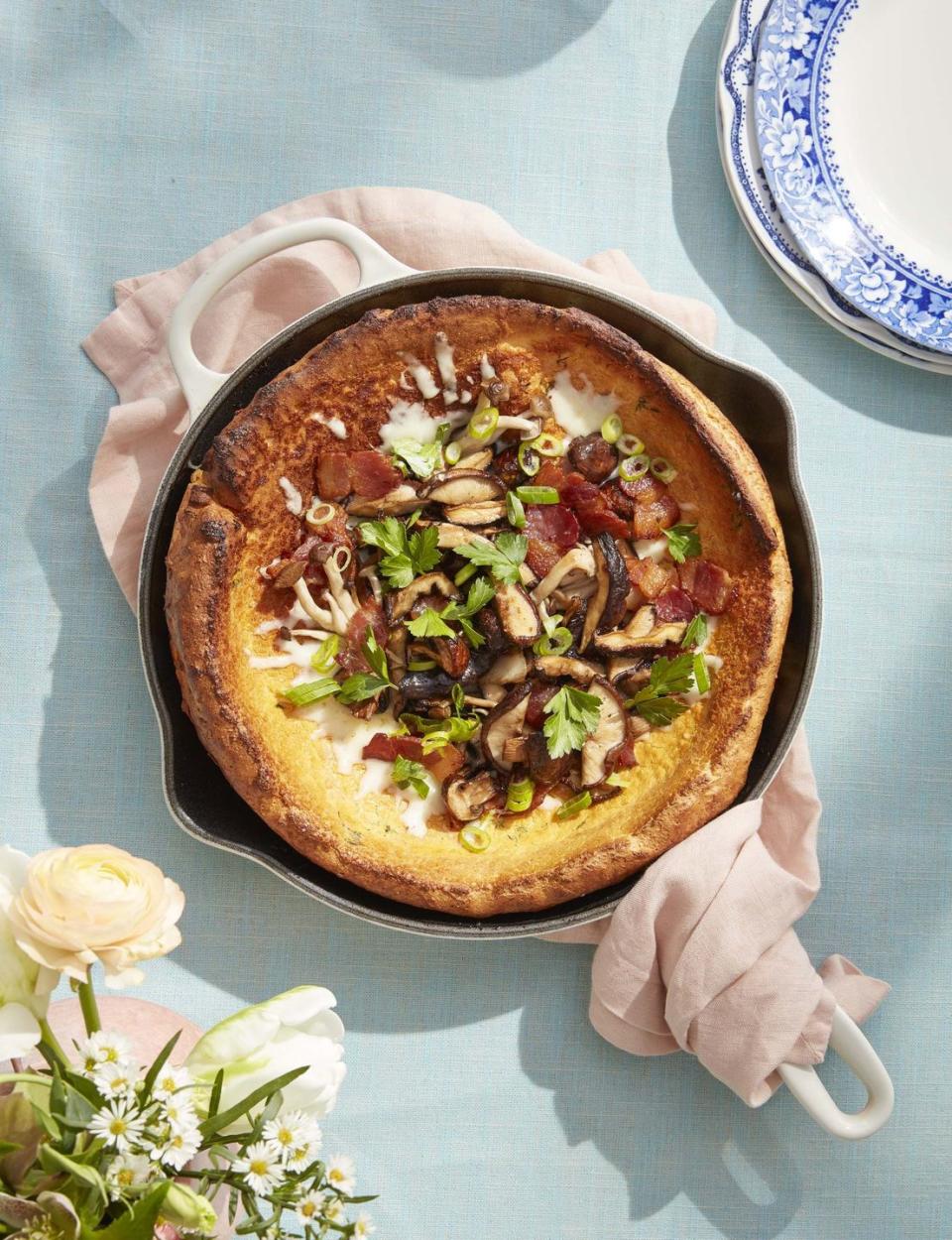 roasted mushroom and bacon dutch baby