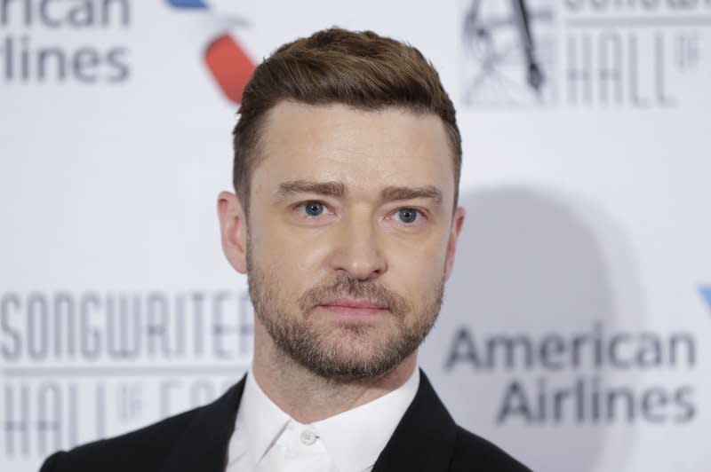 Justin Timberlake arrives on the red carpet at the 2019 Songwriters Hall Of Fame at The New York Marriott Marquis on June 13, 2019 in New York City. He is among dozens of top stars signing an open letter on Monday demanding the release of Israeli hostages. File Photo by John Angelillo/UPI