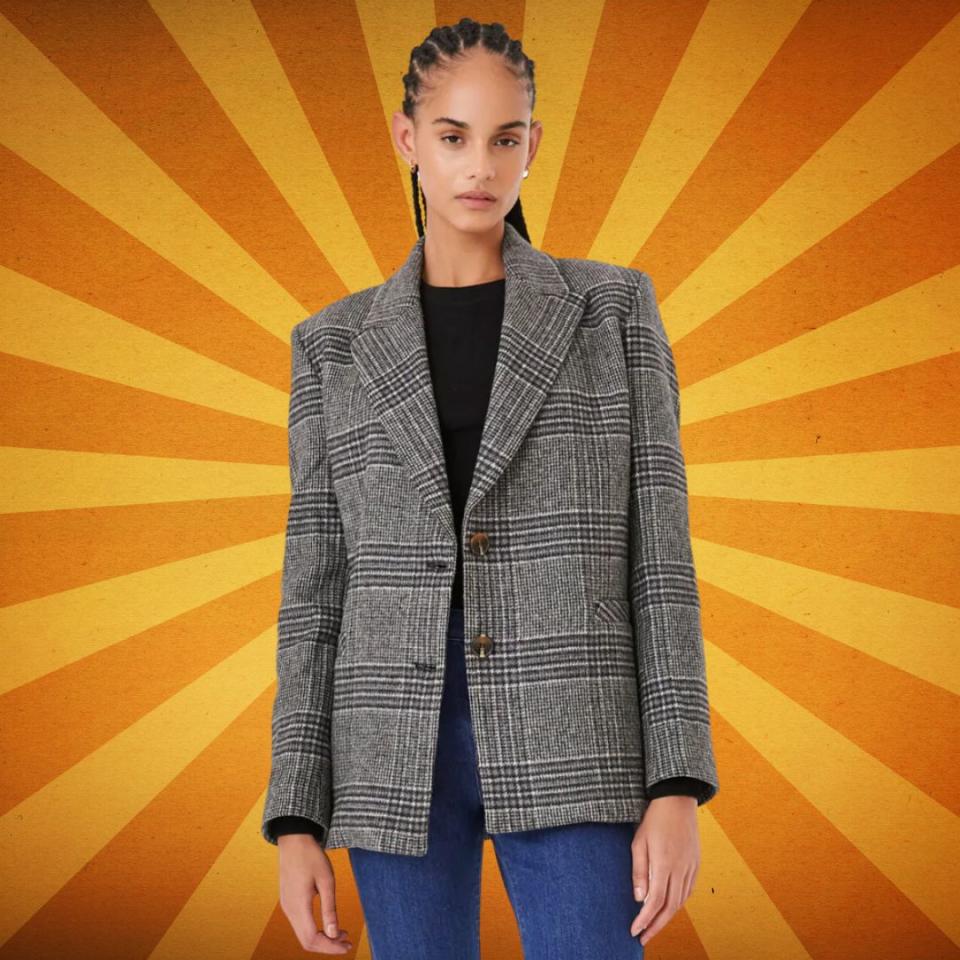 While technically described as being oversized, this Something Navy blazer is definitely more on the tailored side than the other options on this list, making it perfect for anyone who's a bit nervous about jumping into a more baggy, full-on look. It's made with sustainable Italian brushed wool fabric, is deliciously warm and has a loose cut. While there are no reviews that specify fit, based on the slim silhouette, we'd suggest sizing up if you want a baggier silhouette. It's available in sizes XXS to XXL.You can buy the plaid blazer from Something Navy for $207 (originally $295).