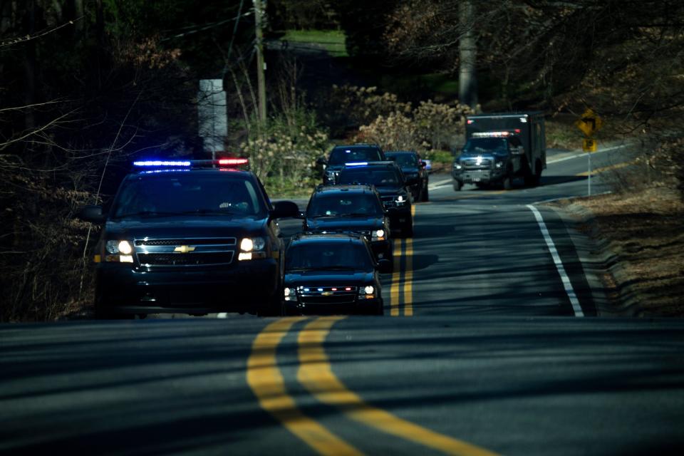 A motorcade with President-elect Joe Biden departs his neighborhood December 29, 2020, in Greenville.