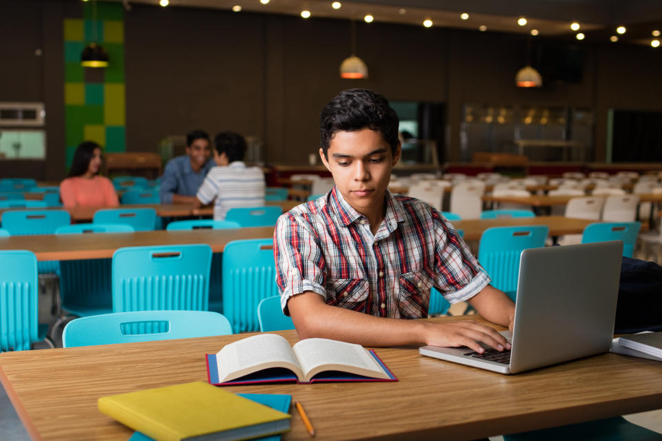 young student in library