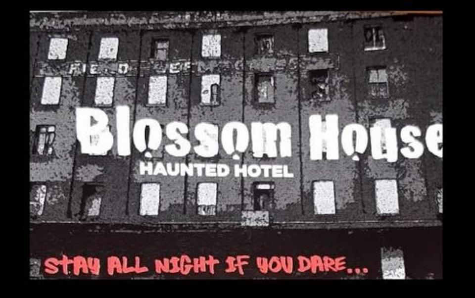 “Stay all night if you dare,” declares the webpage for Blossom House Haunted Hotel.