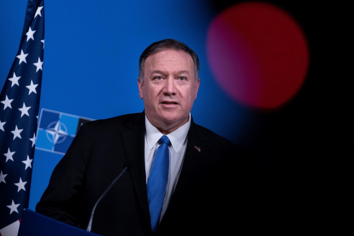 U.S. Secretary of State Mike Pompeo speaks during a press conference at a Foreign ministers meeting at the NATO headquarters in Brussels on Nov. 20, 2019. (Photo: Kenzo Tribouillard/AFP via Getty Images)