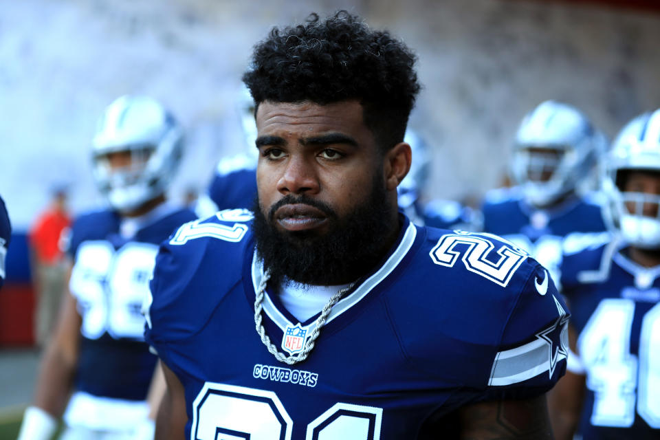 Ezekiel Elliott is appealing his six-game suspension. An appeals hearing is scheduled for Aug. 29. (Getty Images) 