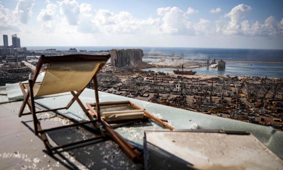 A picture taken on Sunday showing the crater and devastation left by the explosion.