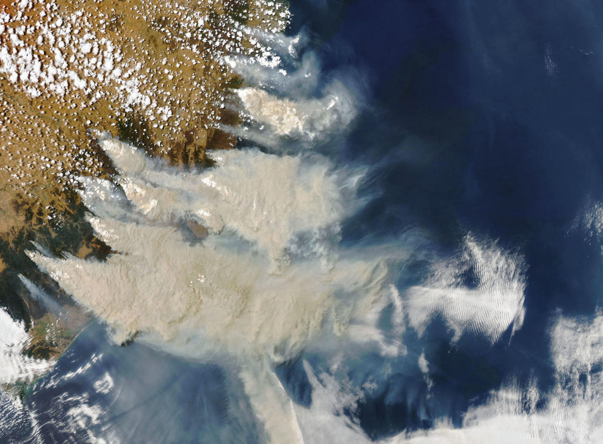Smoke from the 2019-2020 Australian bushfires, as seen from space. NASA