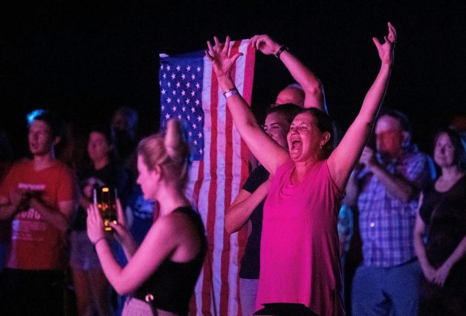 Family and friends gather at the city of Tallahassee's Celebrate America music and firework display Monday, July 4, 2022 at Tom Brown Park.