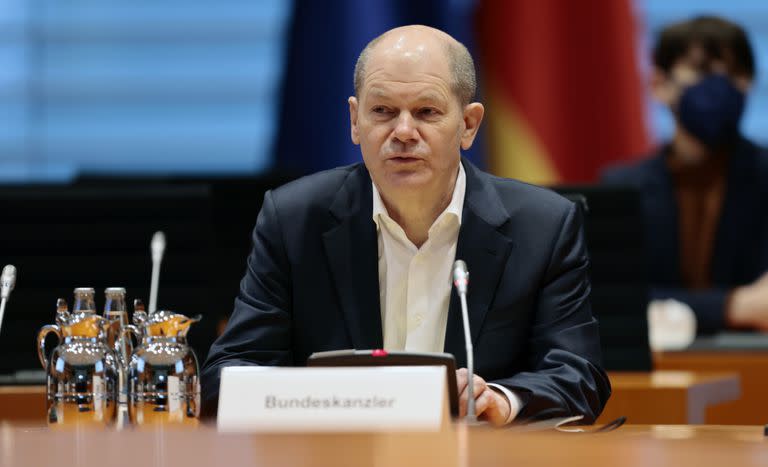 Olaf Scholz durante una reunión de seguridad en Berlín 