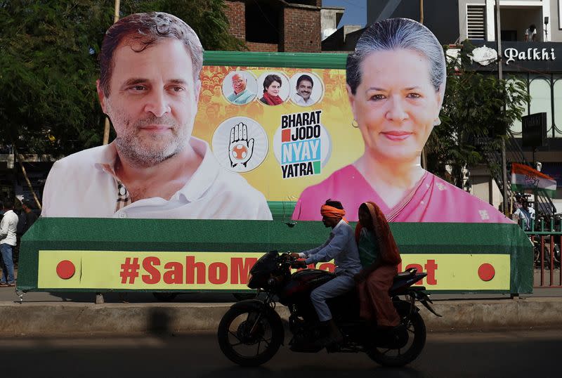 Rahul Gandhi, a senior leader of India's main opposition Congress party, during his 66-day long "Bharat Jodo Nyay Yatra", in Jhalod town