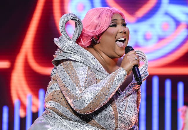 <p>Getty</p> Lizzo performs during the Governors Ball Music Festival 2023
