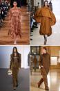 <p>Tone down in earth-inspired hues of browns. Take note from Lemaire and try the look in a relaxed suit form, or go the Stella McCartney route and try it out in a graphic printed flowy dress.</p><p><em>Clockwise from top left: Stella McCartney, Nina Ricci, Lemaire, Acne</em></p>