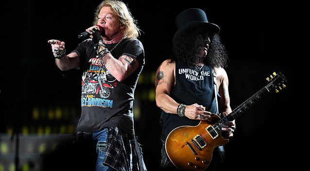 Aussies fans have waited 24 years to see the original Guns 'n' Roses line-up on local shores. Source: AAP