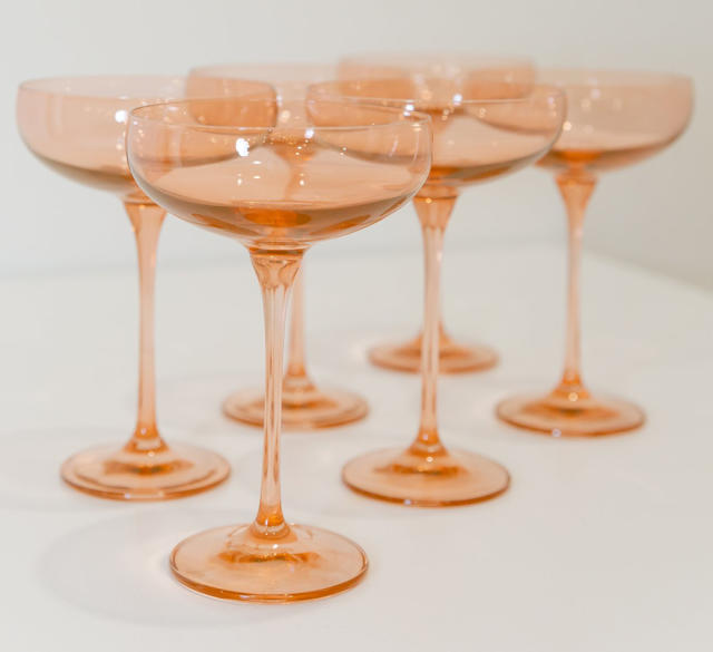 Estelle Colored Glass Estelle Hand-Blown Colored Martini Glasses (Set of 6) - Blush (Set of 6)