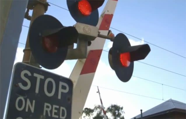 Nine fines were issued for driving through rail crossings while the warning lights were flashing. Photo: 7 News