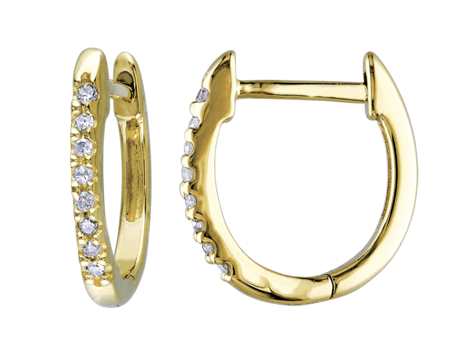 Classic 10K Yellow Gold White Diamond Hoop Earrings (Photo via Best Buy Canada)