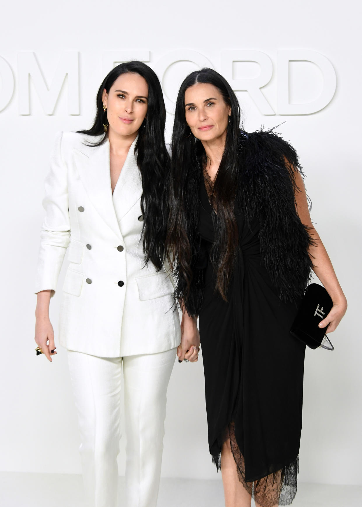 Rumer Willis (L) and Demi Moore attend the om Ford AW20 Show - Arrivals at Milk Studios on February 07, 2020 in Hollywood, California. (Photo by Mike Coppola/FilmMagic)