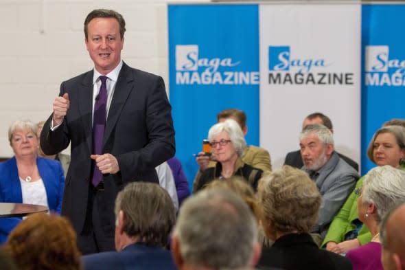 Prime Minister David Cameron speaks to an audience during a PM Direct event at the Meridian Community Centre in Peacehaven, Sussex. PRESS ASSOCIATION Photo. Picture date: Monday March 24, 2014. See PA story POLITICS Pensions. Photo credit should read: Steve Parsons/PA Wire