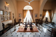 A scene of the music room of Jai Vilas Palace. The Jai Vilas Mahal was established in 1874 by Jayajirao Scindia, the Maharaja of Gwalior. (Photo by Atid Kiattisaksiri/LightRocket via Getty Images)