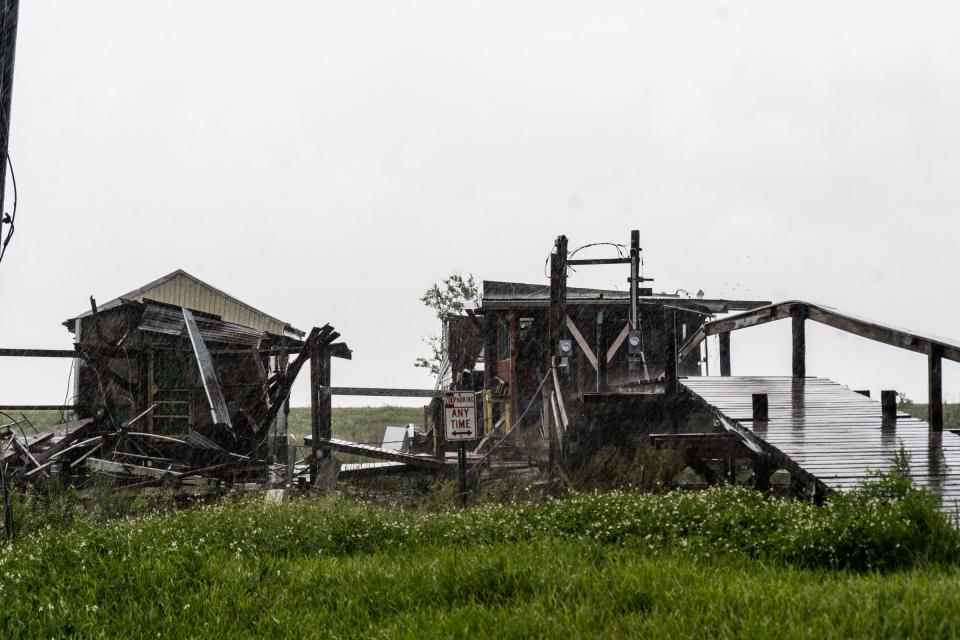 Destroyed camps are seen Sept. 21 on Isle de Jean Charles in southeastern Terrebonne Parish.