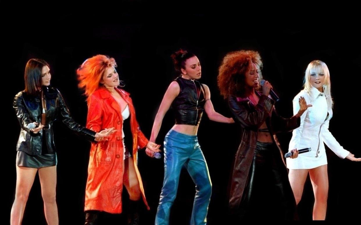 Spice Girls performing "Say You'll Be There" live at West MacLaren, in 1997.