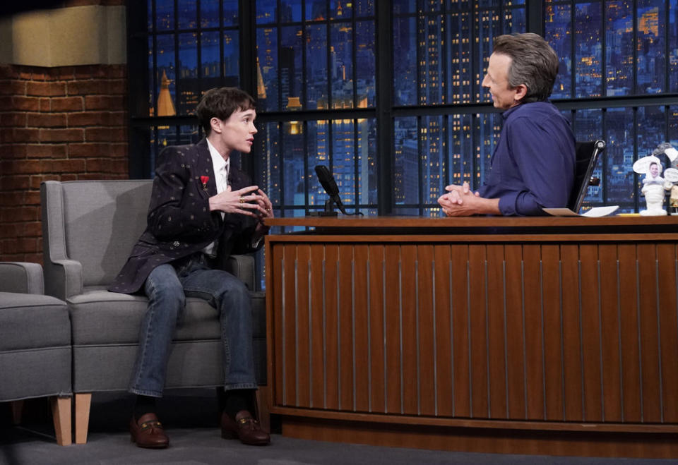 Elliot Page on "Late Night With Seth Myers."