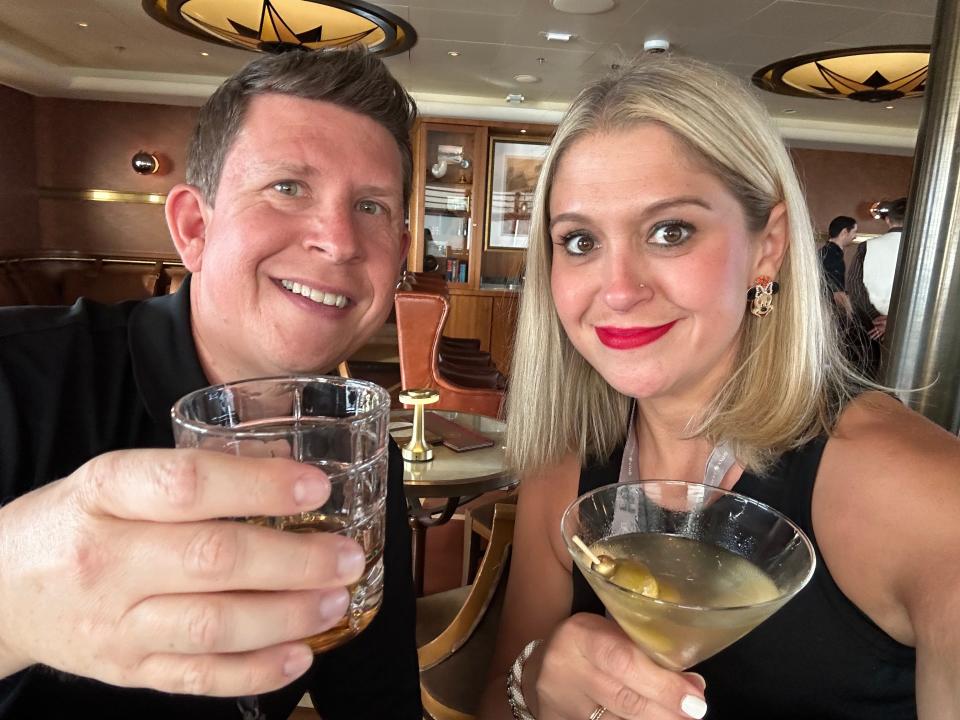 The author and her husband drinking martinis at the Meridian