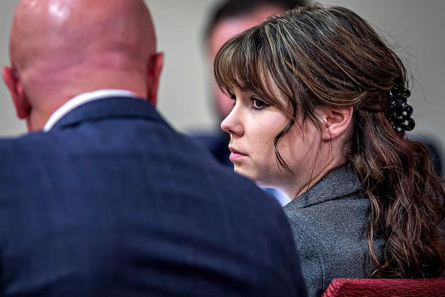 <p>Jim Weber - Pool/Getty</p> Hannah Gutierrez Reed confers with attorney Jason Bowles during her involuntary manslaughter trial in New Mexico
