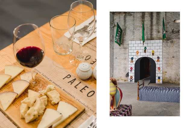 <p>Thomas Gravanis</p> From left: Paleo Wine Store pairs selections from Mediterranean producers with cheese and other small plates; stuffed animals adorn an arch in artist Hadi Fallahpisheh's "Young and Clueless" installation at Rodeo.