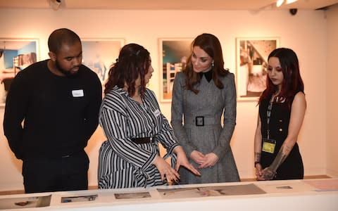 The Duchess of Cambridge with Callum, Ameera and Rohima - Credit: Eddie Mulholland