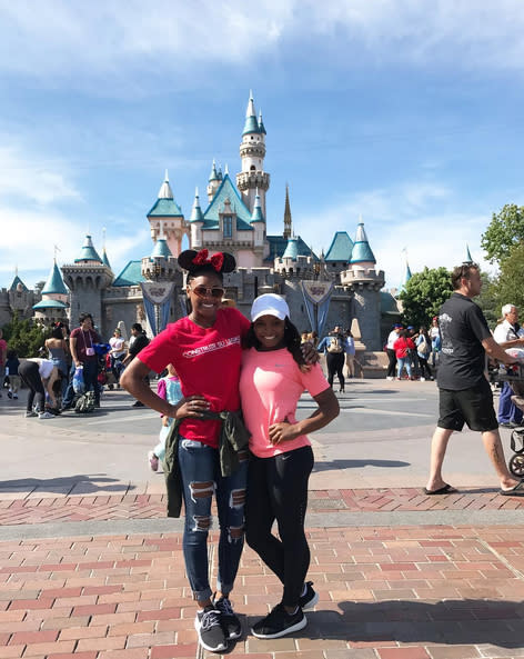 <p>Disneyland hosted the Olympic gold medalist and <i>Dancing With the Stars</i> pro and her little sister, Adria, for what Simone described as a, “<a rel="nofollow noopener" href="https://www.instagram.com/p/BVLf4fQDmxB/?taken-by=simonebiles" target="_blank" data-ylk="slk:vacation before our vacation;elm:context_link;itc:0;sec:content-canvas" class="link ">vacation before our vacation</a>.” Ah, the celeb life! (Photo: Simone Biles via Instagram) </p>