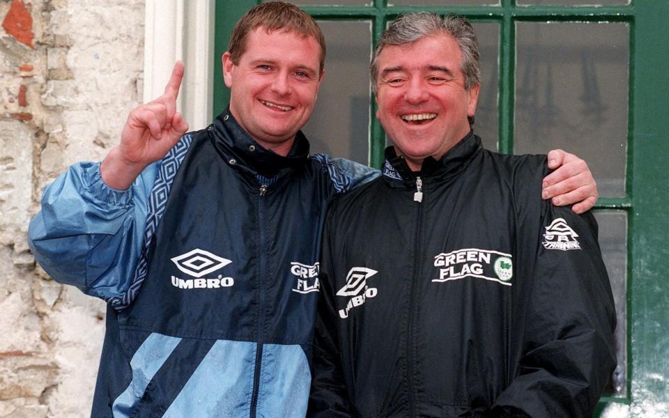 England's Paul Gascoigne with manager Terry Venables