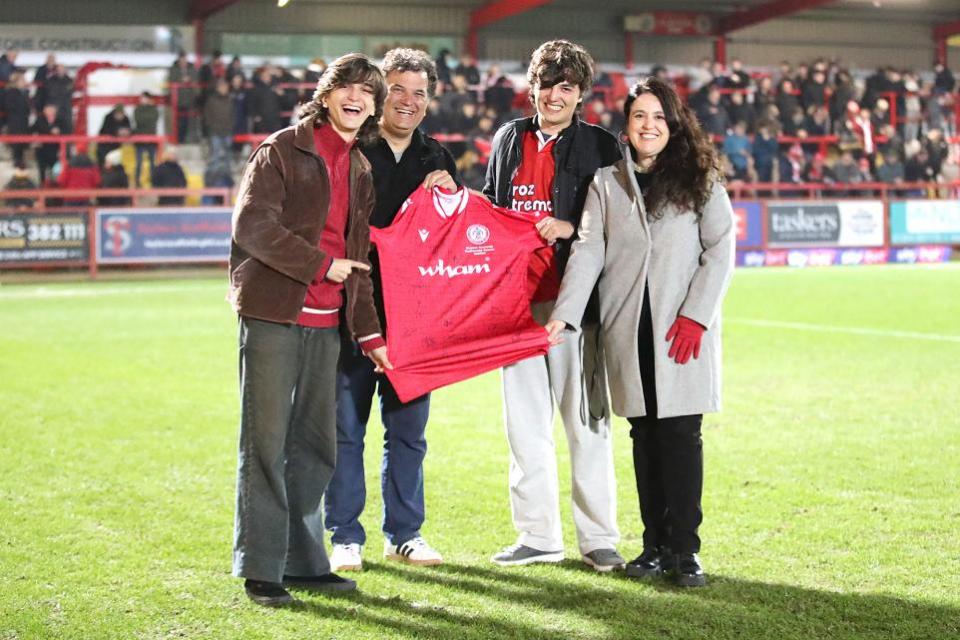 Lancashire Telegraph: Brazilian journalist Fabricio Cardoso and his family attended Stanley’s home match against AFC Wimbledon in February