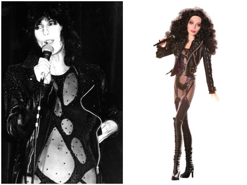 Cher as a Barbie in a side by side image