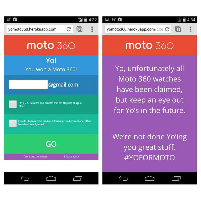 You can still win a free Moto 360 with a Yo, as company apologizes for epic contest fail