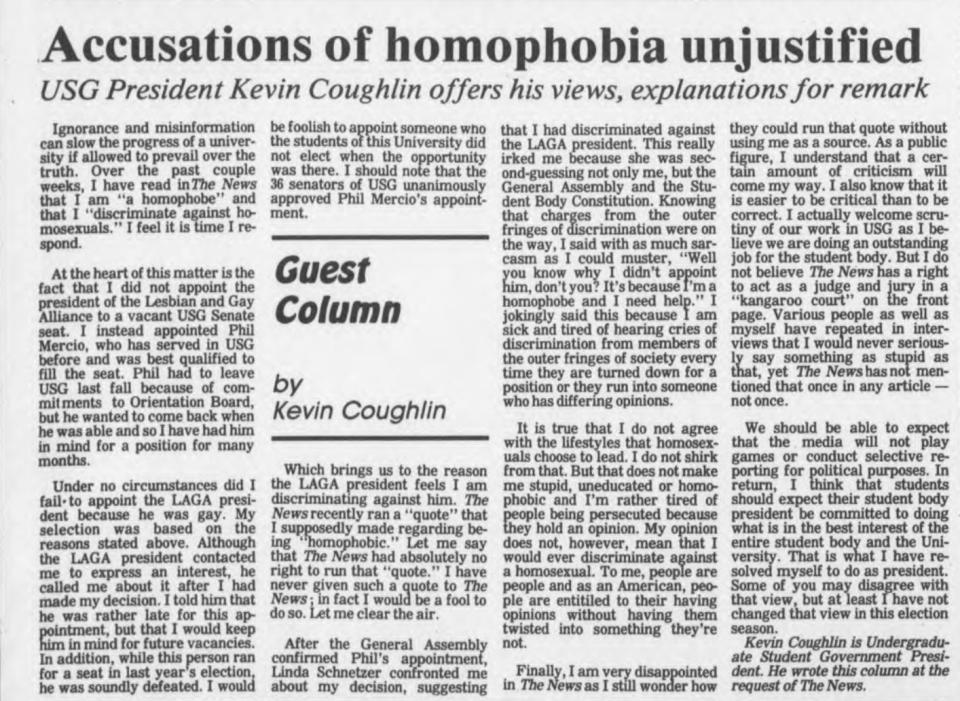 Coughlin authored a guest column two weeks later, responding to the controversy.