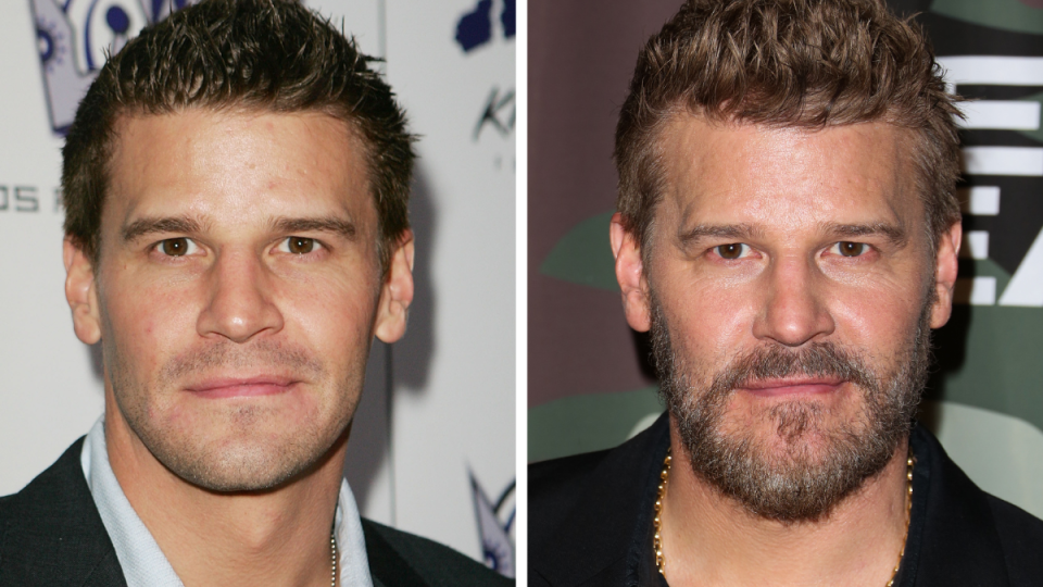 David Boreanaz from the Bones cast. Left: 2007; Right: 2020