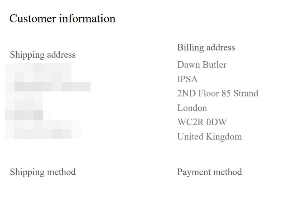 Redacted IPSA invoice