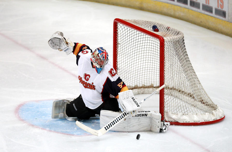 Guildford Phoenix goaltender Petr Cech in action during the NIHL2 match at Guildford Spectrum Leisure Complex, Guildford. (Photo by Ian Walton/PA Images via Getty Images)