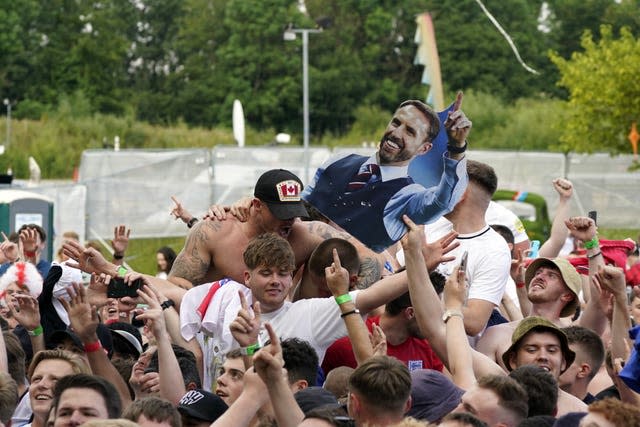 Fans in Manchester celebrate England's win