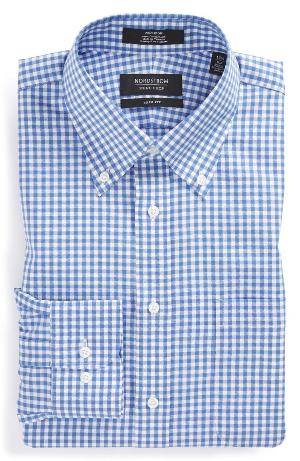 Nordstrom Men's Shop Trim Fit Non-Iron Gingham Dress Shirt