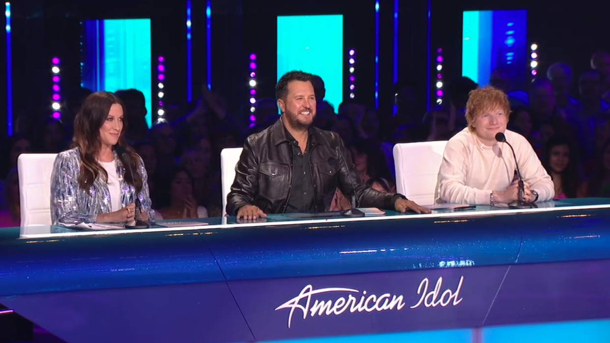 Alanis Morissette and Ed Sheeran fill in for Katy Perry and Lionel Richie on 'American Idol,' joining regular judge Luke Bryan. (Photo: ABC)